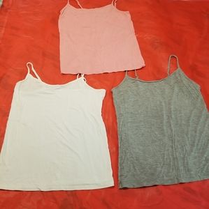 Set of 3 Size Medium Adjustable Spaghetti Sleeve Tank Tops